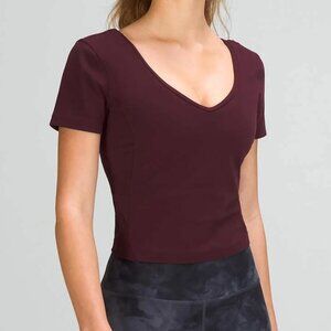 Lululemon Cassis Nulu Align Crop T Shirt Tee Top Cropped Dark Red Burgundy 6